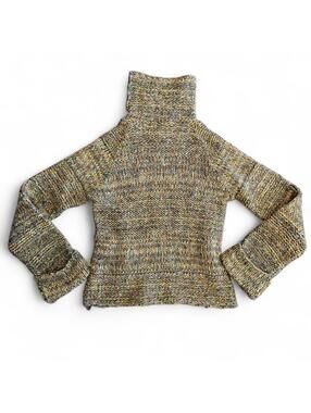 Relais Knitwear Vintage Mohair Marl Turtleneck Sweater Bell Cuff USA Size S